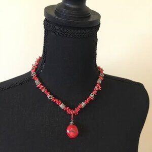 Vintage Cookie Lee Carnelian and Red Coral Necklace